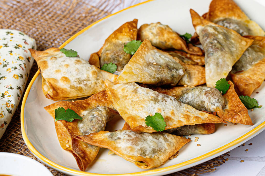 Receta airfryer wontons o empanadillas chinas con tomate seco