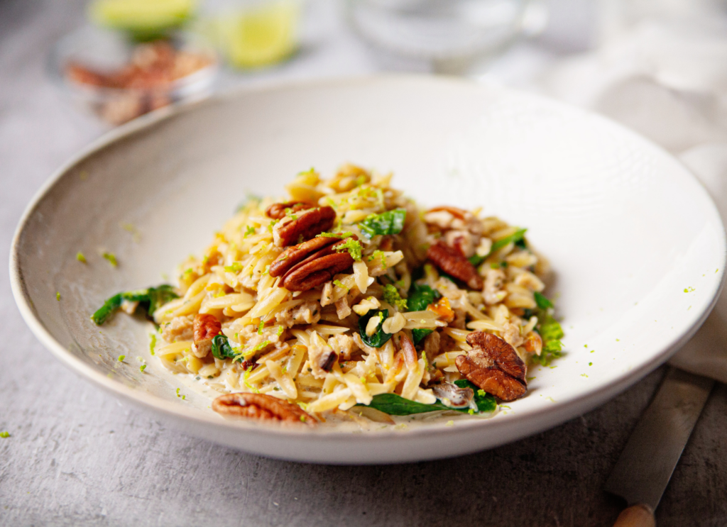 Receta Proteína Vegetal Trevijano Pasta Con Setas Con Nueces Y Espinacas