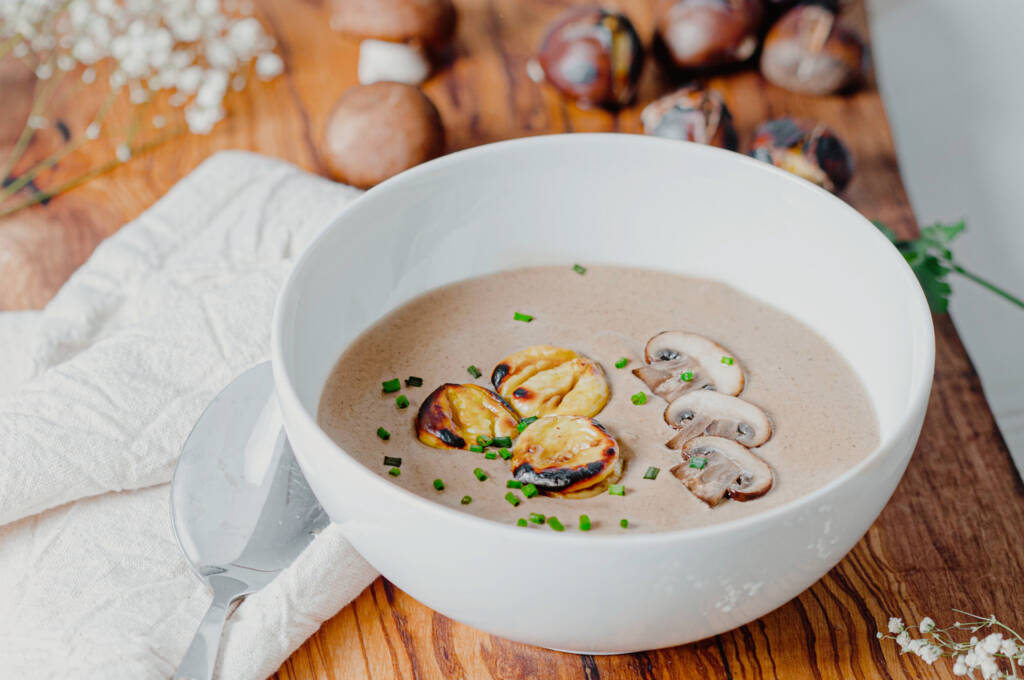 Crema de verduras asadas con champiñones