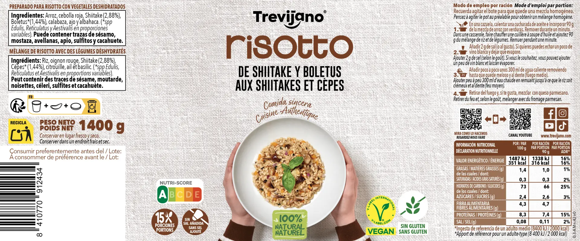Risotto shiitake y boletus bote etiqueta